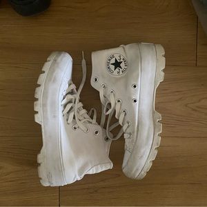 Converse white platform heel sneakers